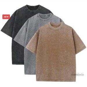 Oversized Heavy Cotton Vintage Tee Loose Fit Casual Summer T-Shirt Y2K